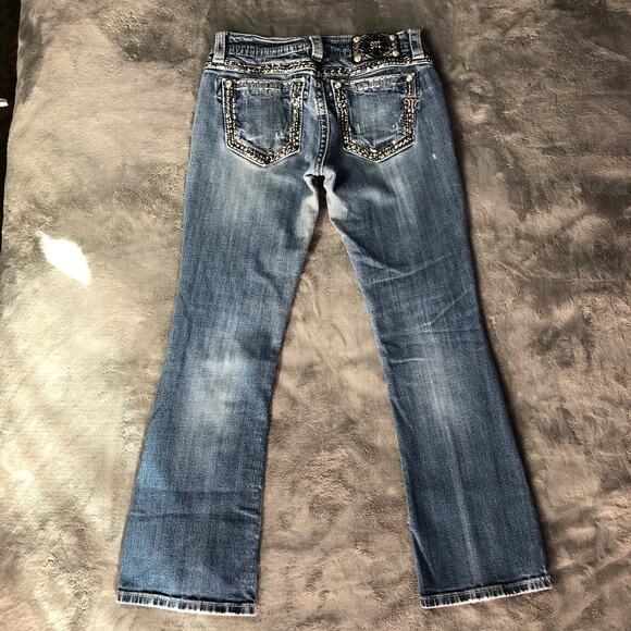 Miss Me Womens Jeans Low-Rise Boot-cut Stud Embellished Pockets 29" Waist READ - Picture 12 of 13